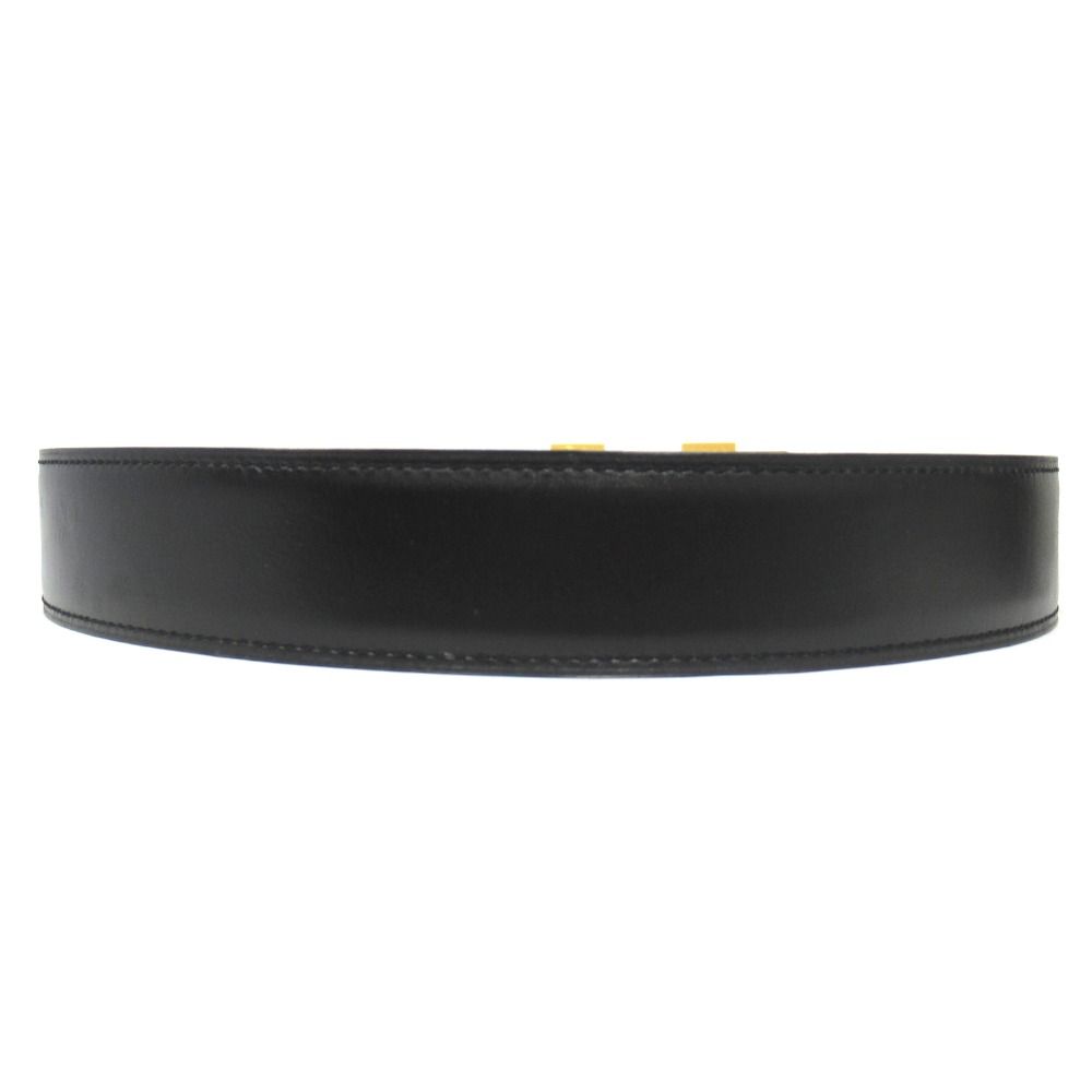 Hermes Buckle Reversible Belt Box Calfskin Leather 70 cm Black Beige