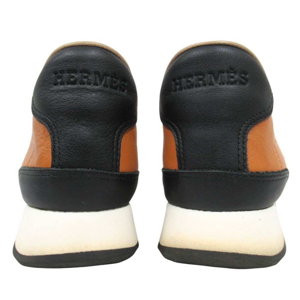 Hermes Sneakers Quick Leather Shoes Low Cut Logo 34 Brown