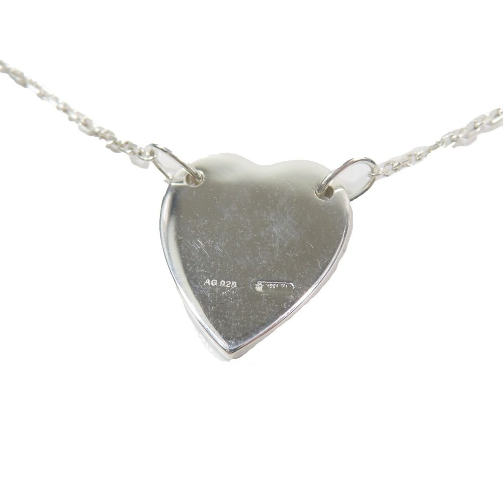 Gucci Polished Trademark Heart Motif Necklace Logo Pendant Silver