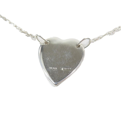 Gucci Polished Trademark Heart Motif Necklace Logo Pendant Silver