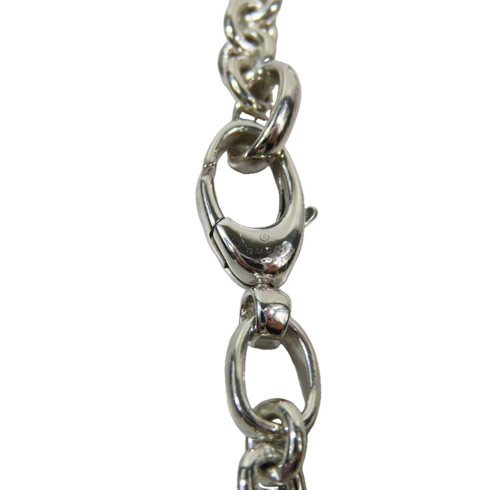 Gucci Polished Interlocking Logo Chain Necklace GG Pendant Silver