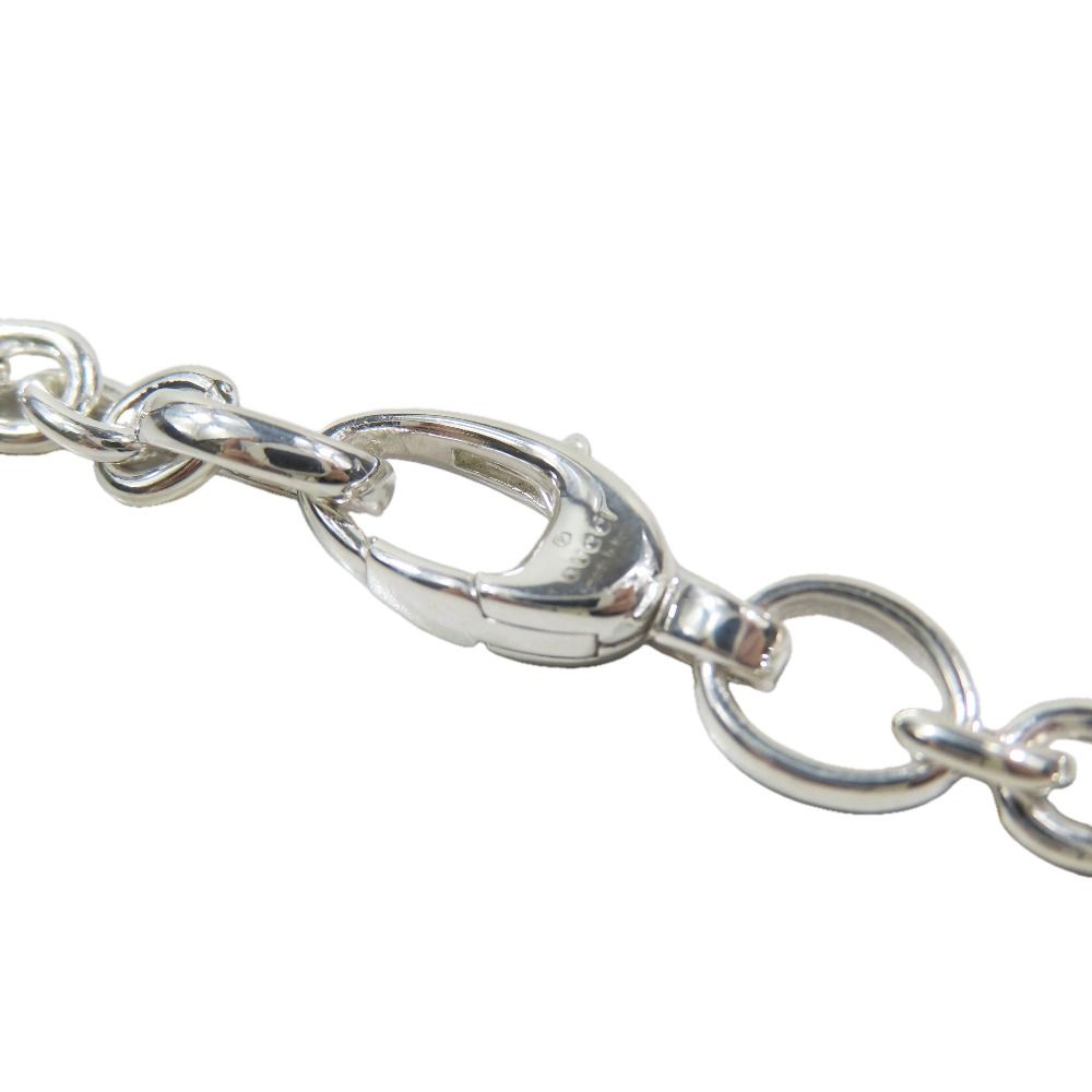 Gucci Polished Interlocking Logo Chain Necklace GG Pendant Silver