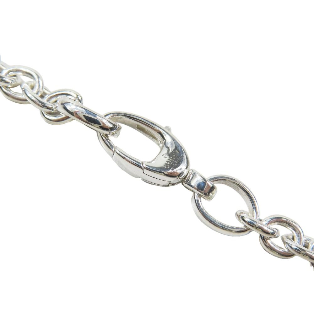 Gucci Polished Interlocking Logo Chain Necklace GG Pendant Silver