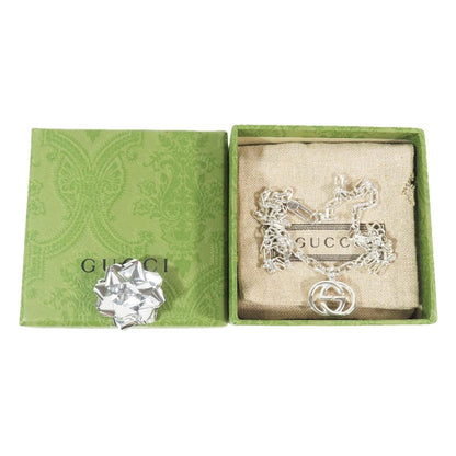Gucci Polished Interlocking Logo GG Necklace Chain Star Ring Silver