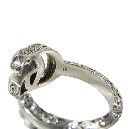 Gucci Polished Arabesque Double Key Motif Ring GG Star Silver