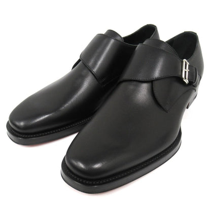Hermes Strap Dress Business Shoes Leather Silver 40.5 Black