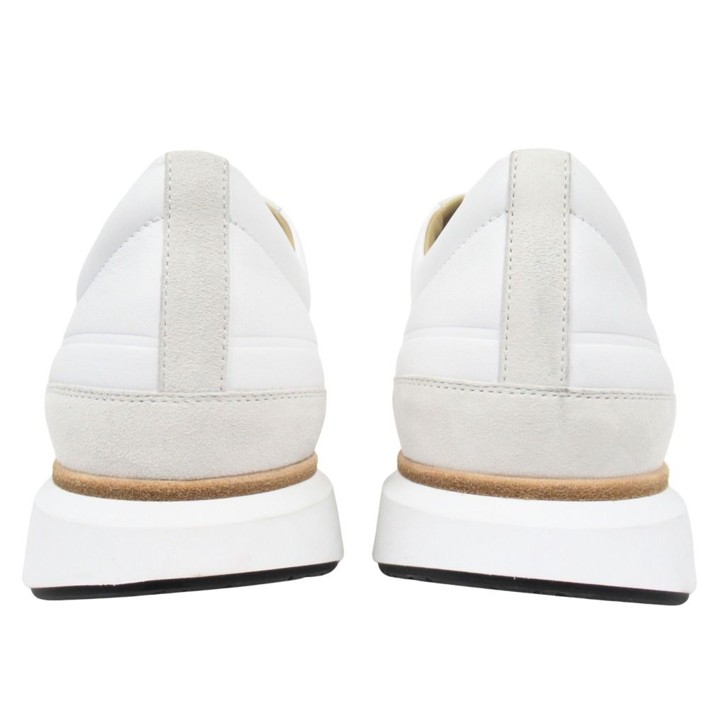 Hermes Easy Leather Sneakers Shoes Low Cut Logo 42.5 White
