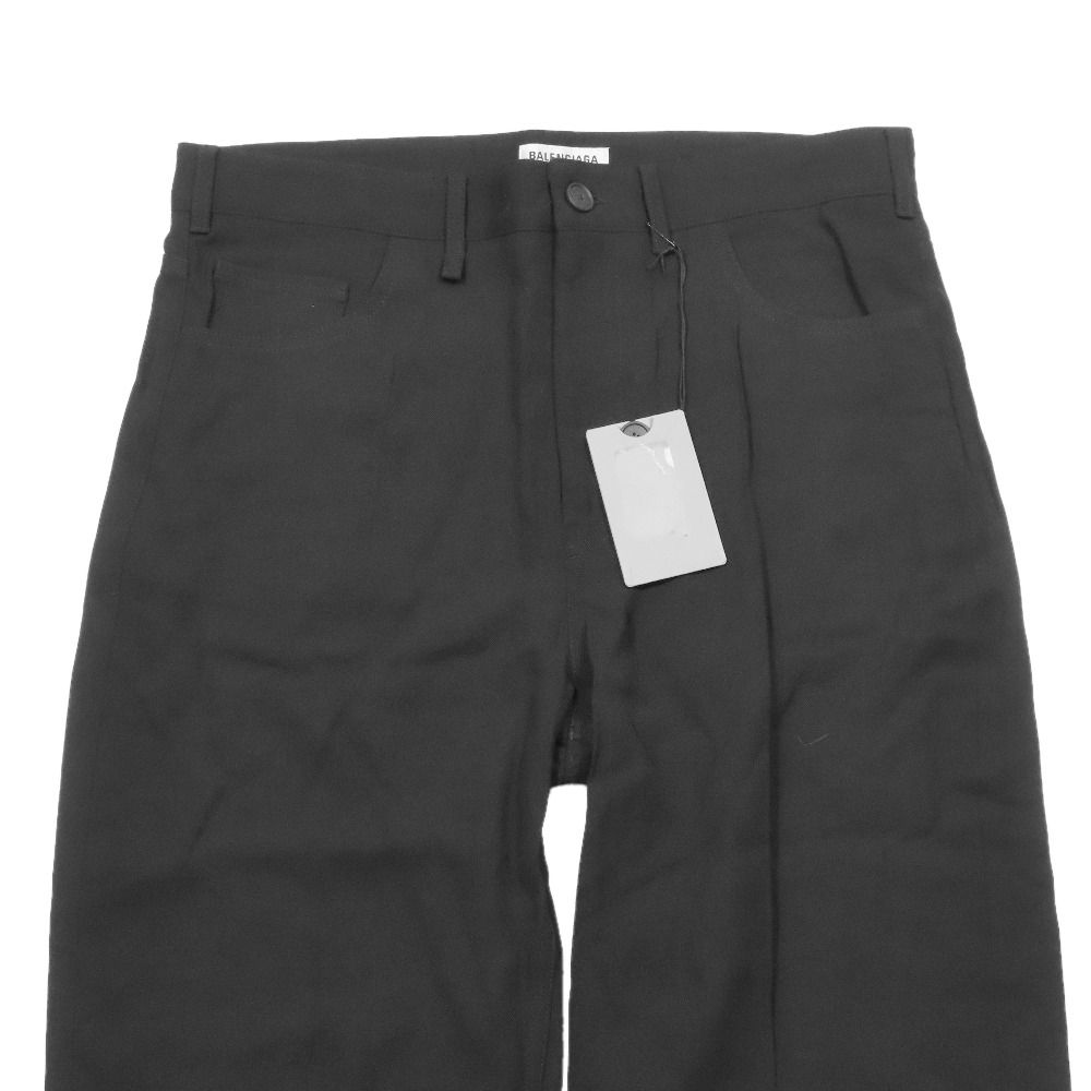 Balenciaga Trousers Straight Pants Zip Fly Wool 38 Black