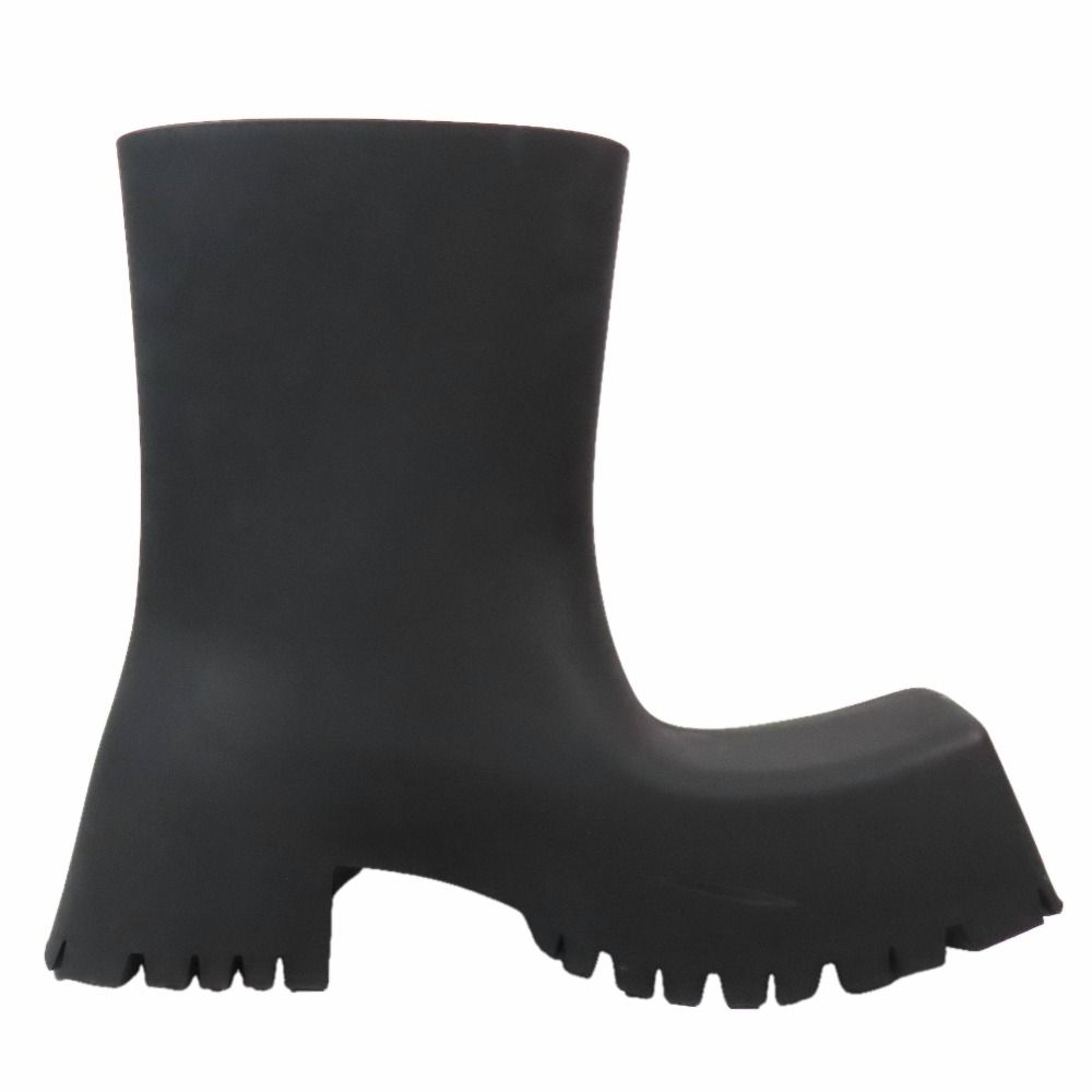 Balenciaga Trooper Rubber Boot Short Boots Square Toe Shoes Black