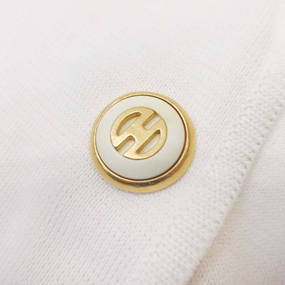 Celine Vintage Horsebit Button Knit Jacket Gold 40 Off White