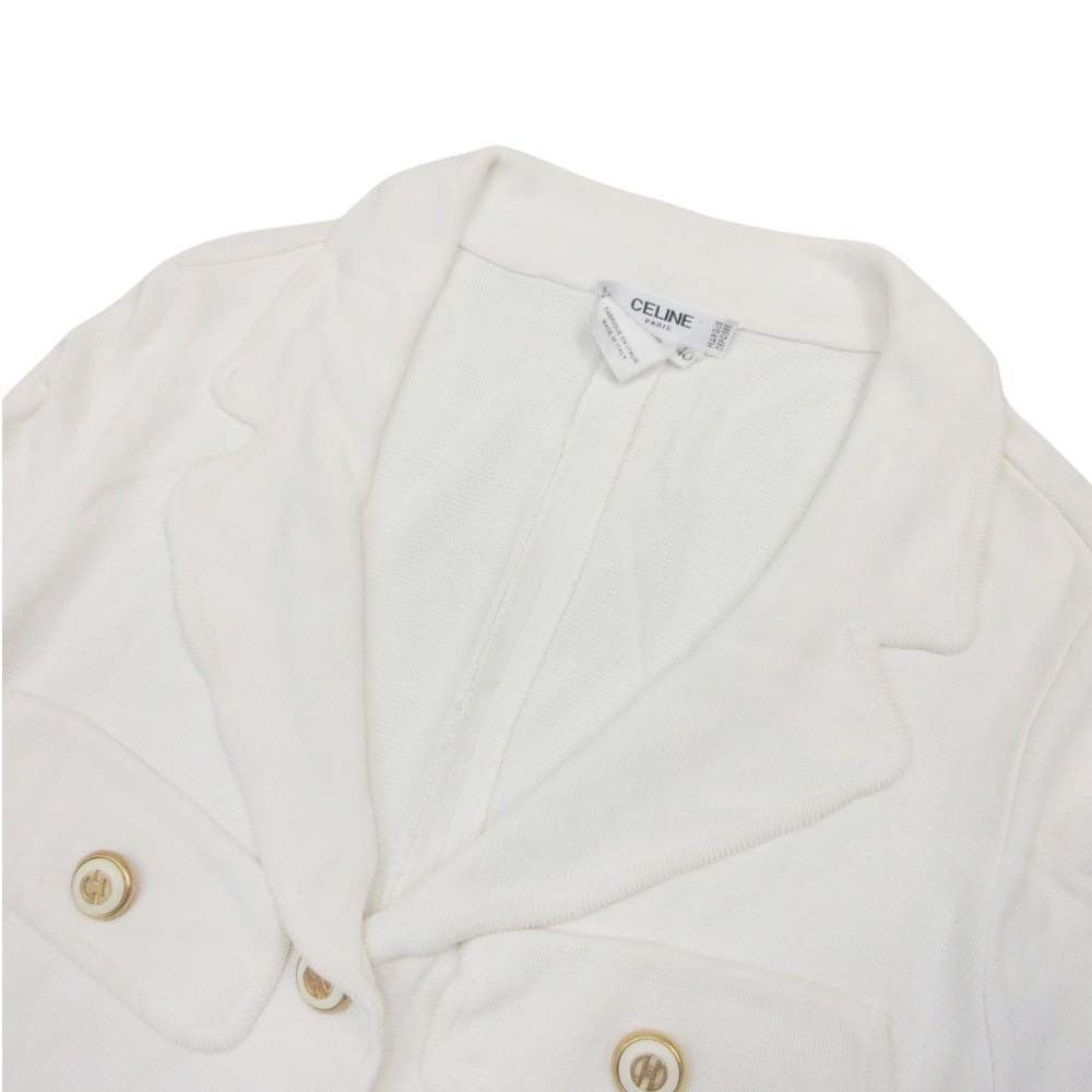 Celine Vintage Horsebit Button Knit Jacket Gold 40 Off White