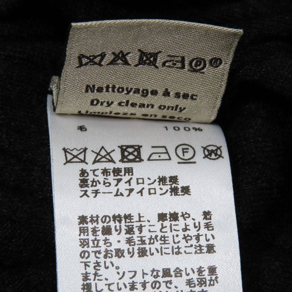 Hermes Wool Knit Sweater Long Sleeve Crew Neck Wave Embossed Top S Black