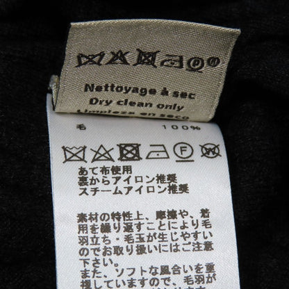 Hermes Wool Knit Sweater Long Sleeve Crew Neck Wave Embossed Top S Black
