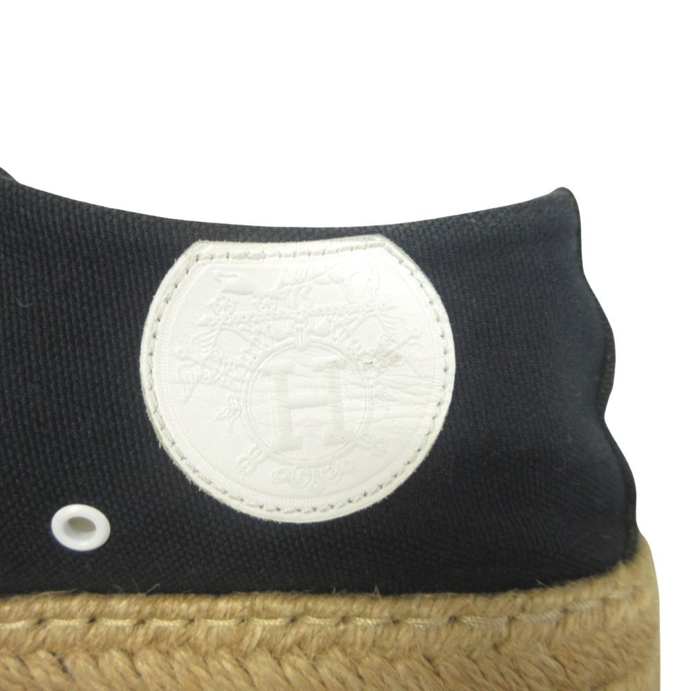 Hermes Rosa Espadrilles Sneakers Shoes Low Cut Canvas Leather Patch