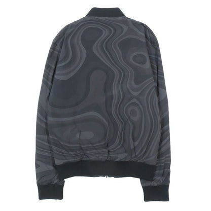 Hermes Bomber Jacket Nylon Zip Reversible Allover Pattern Long Sleeve Black 44