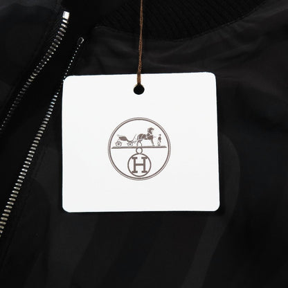 Hermes Bomber Jacket Nylon Zip Reversible Allover Pattern Long Sleeve Black 44