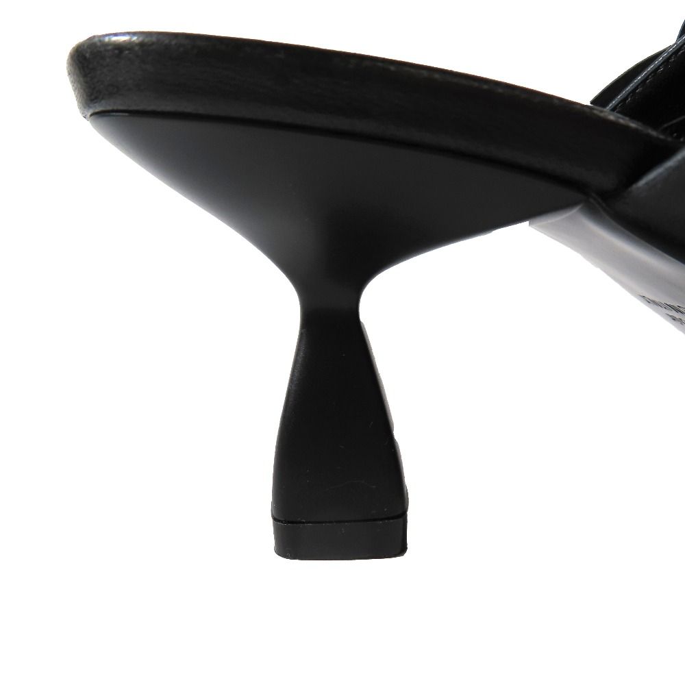 Hermes Hanna 95 Chene Gourmet Motif Leather Sandals Shoes Black