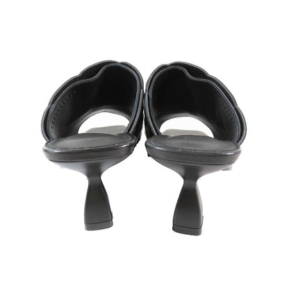 Hermes Hanna 95 Chene Gourmet Motif Leather Sandals Shoes Black