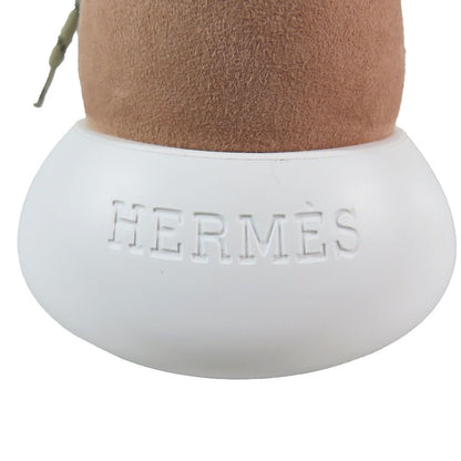 Hermes Duel Low Cut Sneakers Suede Leather Lace Up Shoes Gray Pink