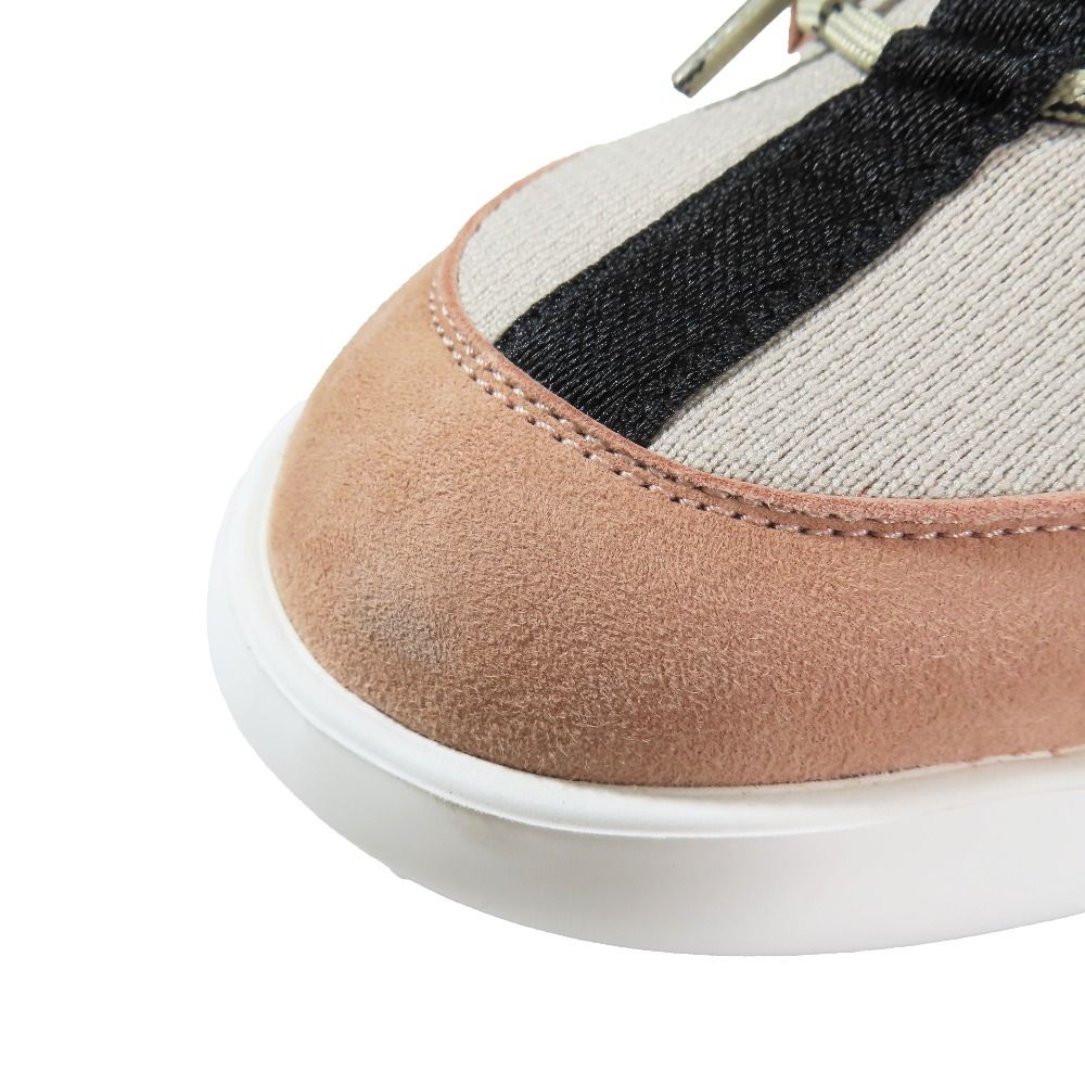 Hermes Duel Low Cut Sneakers Suede Leather Lace Up Shoes Gray Pink