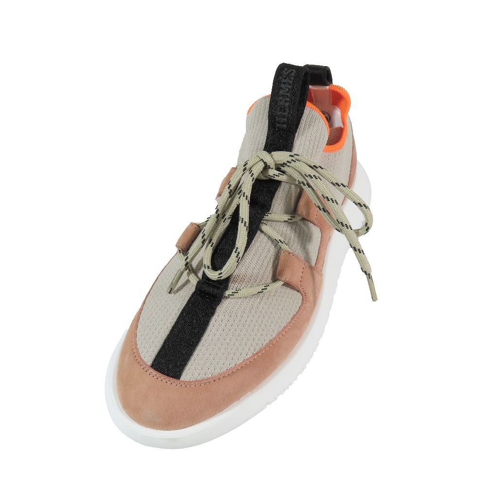 Hermes Duel Low Cut Sneakers Suede Leather Lace Up Shoes Gray Pink