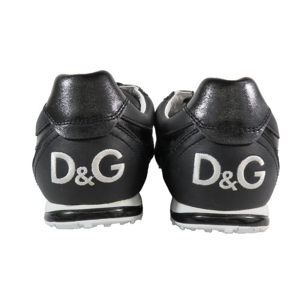 Dolce & Gabbana Swan Low Cut Sneakers Logo Leather Shoes 41.5 Black