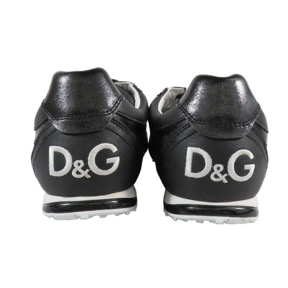 Dolce & Gabbana Swan Low Cut Sneakers Logo Leather Shoes 41.5 Black