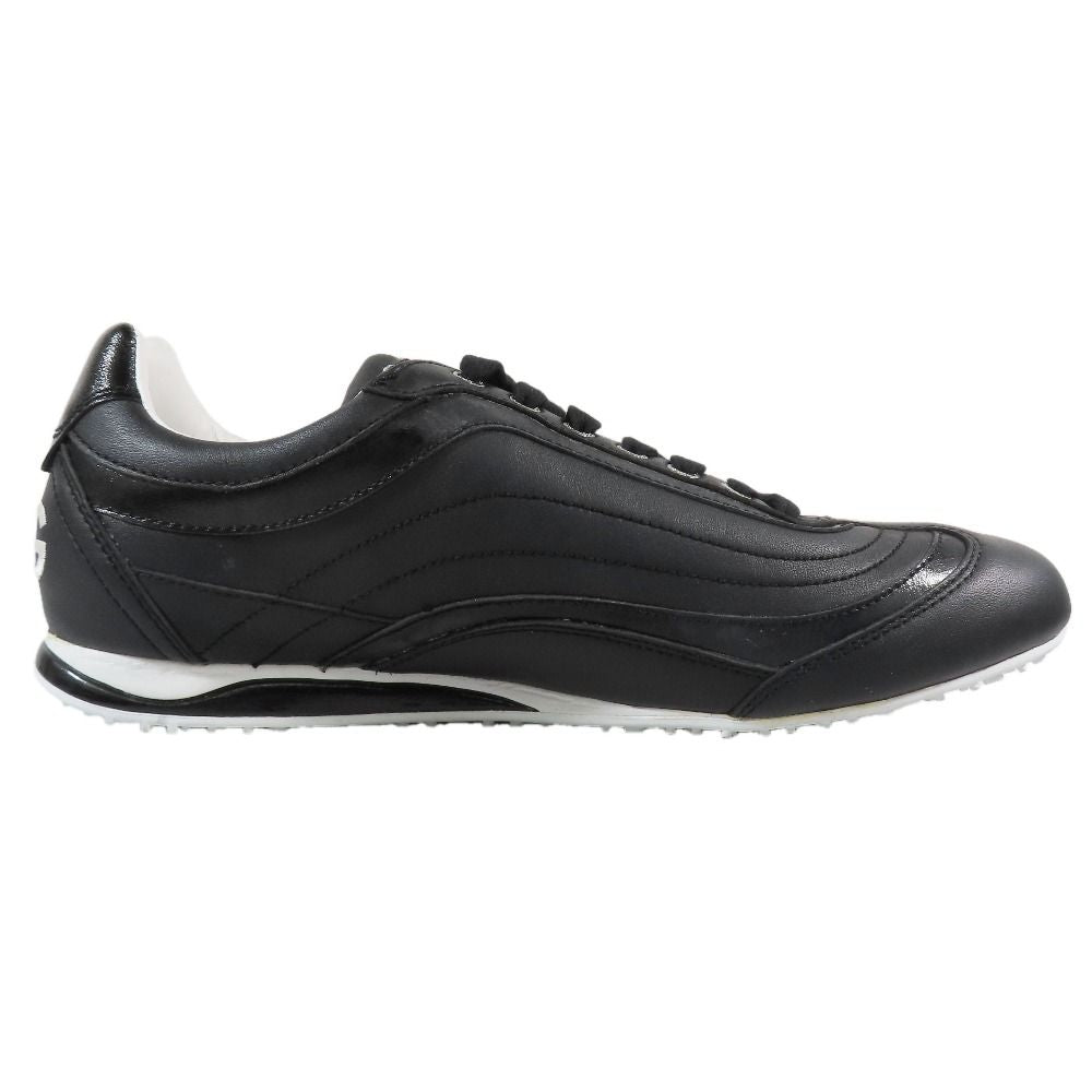 Dolce & Gabbana Swan Low Cut Sneakers Logo Leather Shoes 41.5 Black