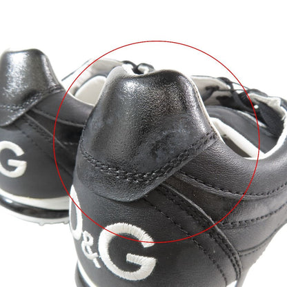 Dolce & Gabbana Swan Low Cut Sneakers Logo Leather Shoes 41.5 Black