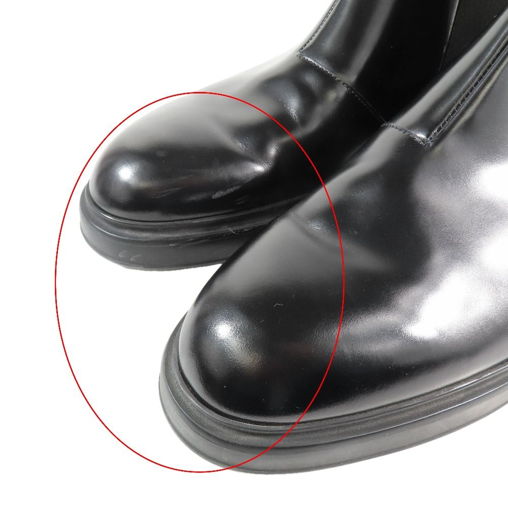 Hermes Side Gore Short Boots Chelsea Calfskin Leather Shoes 44 Black