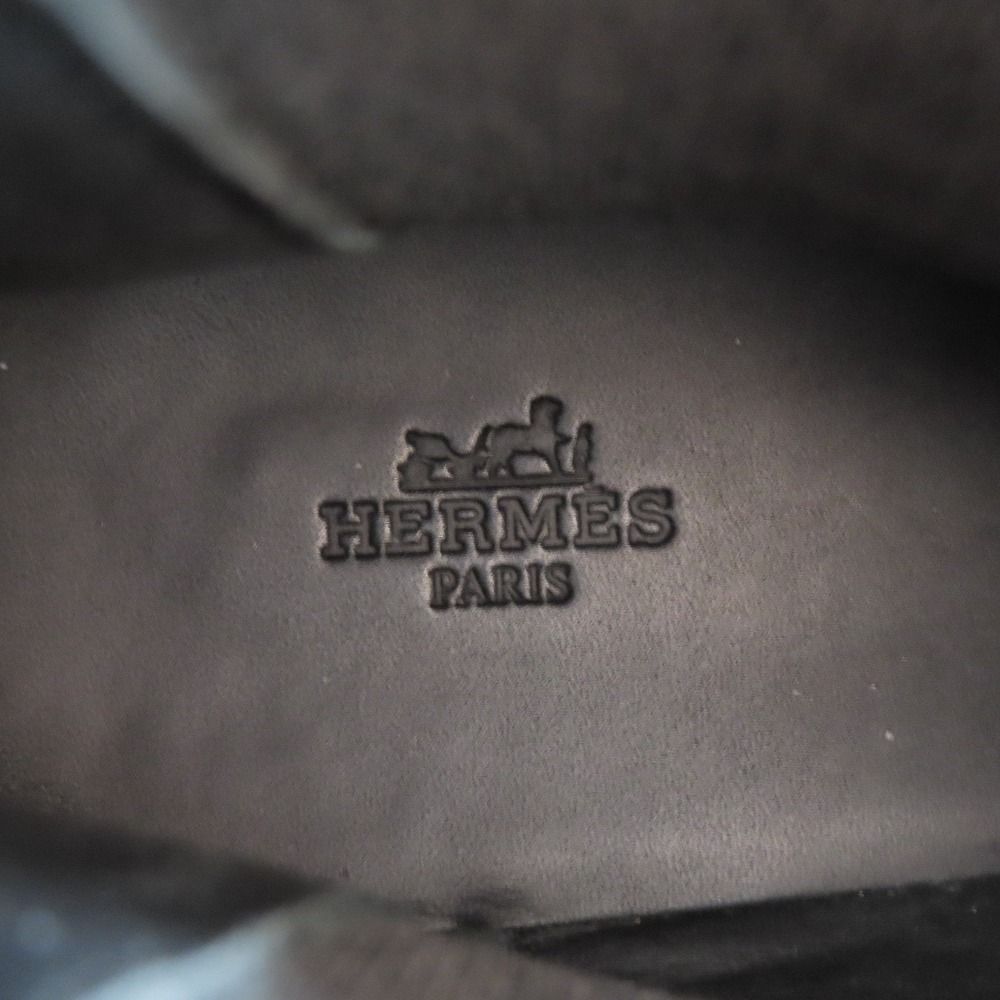 Hermes Side Gore Short Boots Chelsea Calfskin Leather Shoes 44 Black