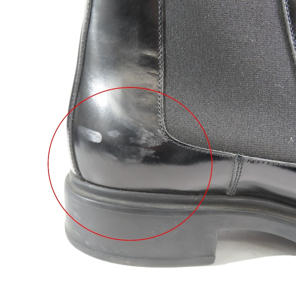 Hermes Side Gore Short Boots Chelsea Calfskin Leather Shoes 44 Black