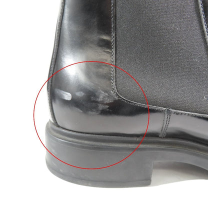 Hermes Side Gore Short Boots Chelsea Calfskin Leather Shoes 44 Black