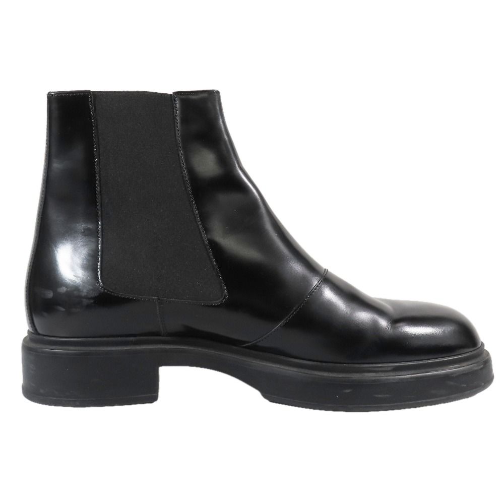 Hermes Side Gore Short Boots Chelsea Calfskin Leather Shoes 44 Black