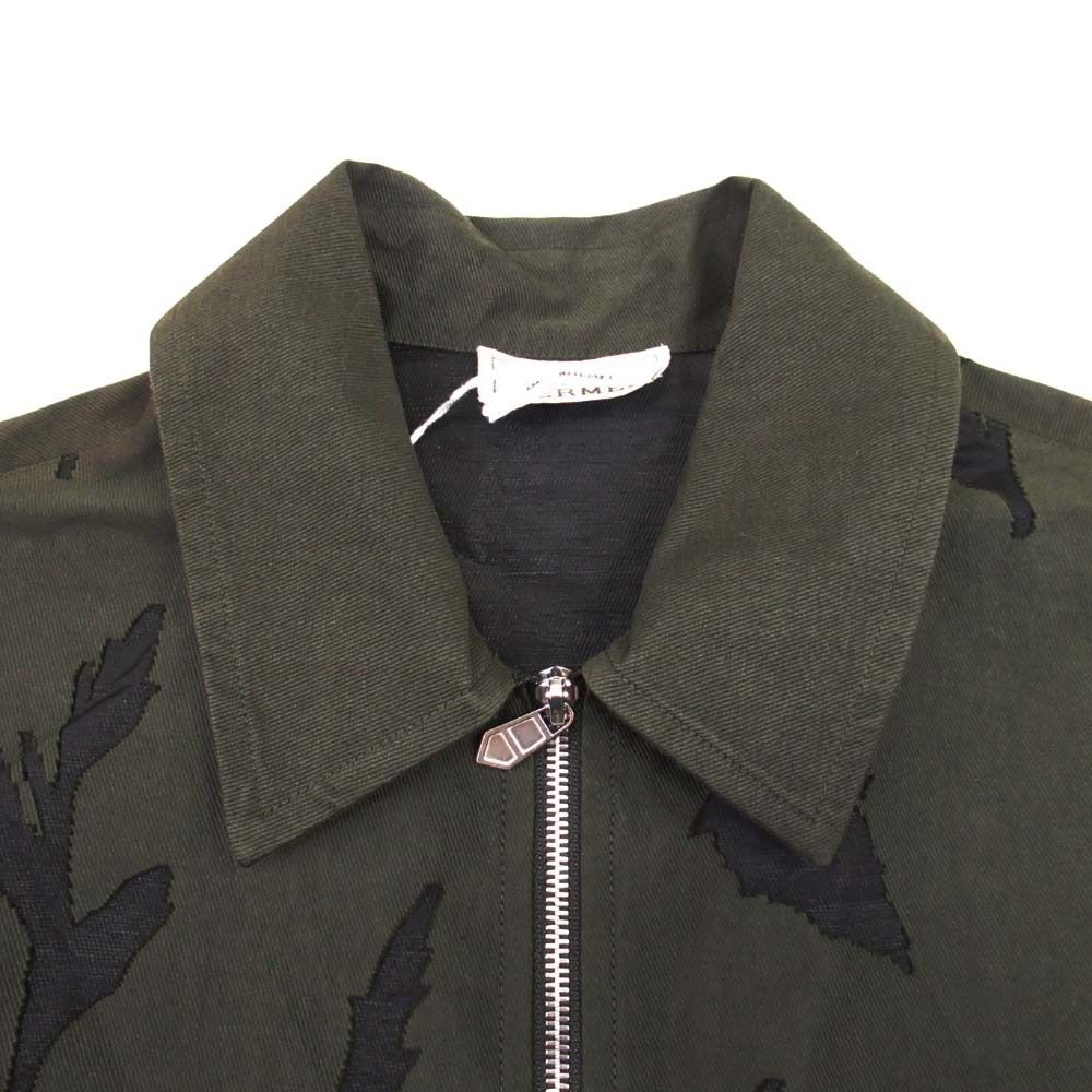 Hermes Herbier Deperlant Pullover Shirt Jacket Light 48 Khaki
