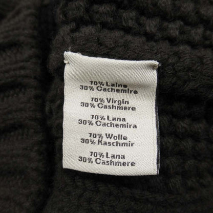 Hermes Wool Cashmere Knit Color Panel Cable Sweater L Brown Black