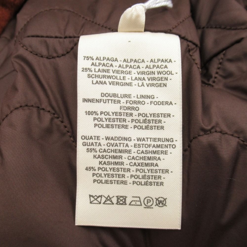 Hermes Alpaca Wool Long Vest Sleeveless Quilted Coat Wood Series