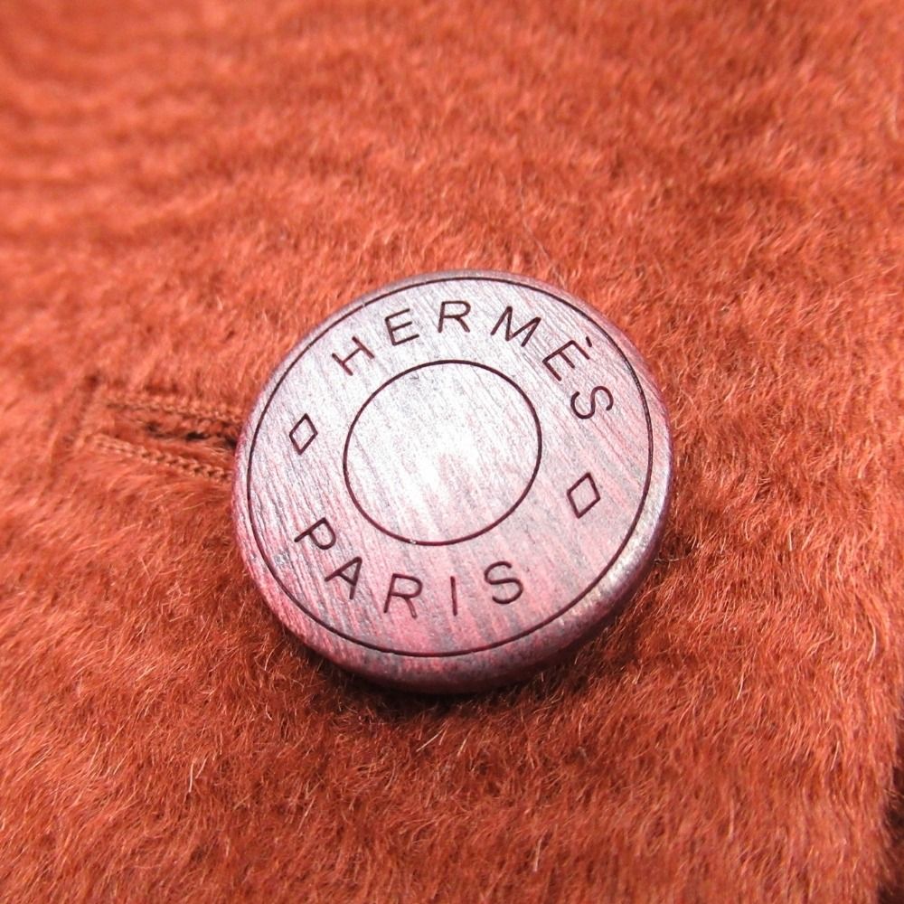 Hermes Alpaca Wool Long Vest Sleeveless Quilted Coat Wood Series
