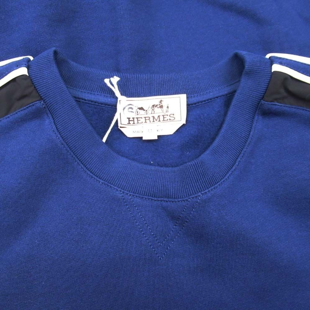 Hermes Run Hline Sweatshirt Shirt Brushed Lining Top Side Line M Navy