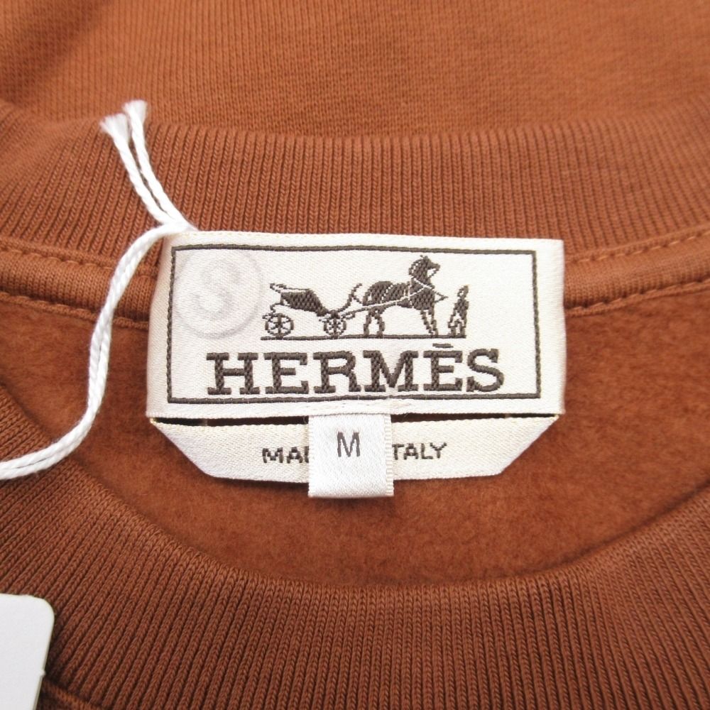 Hermes Run Hline Sweatshirt Shirt Brushed Lining Top Side Line M Brown