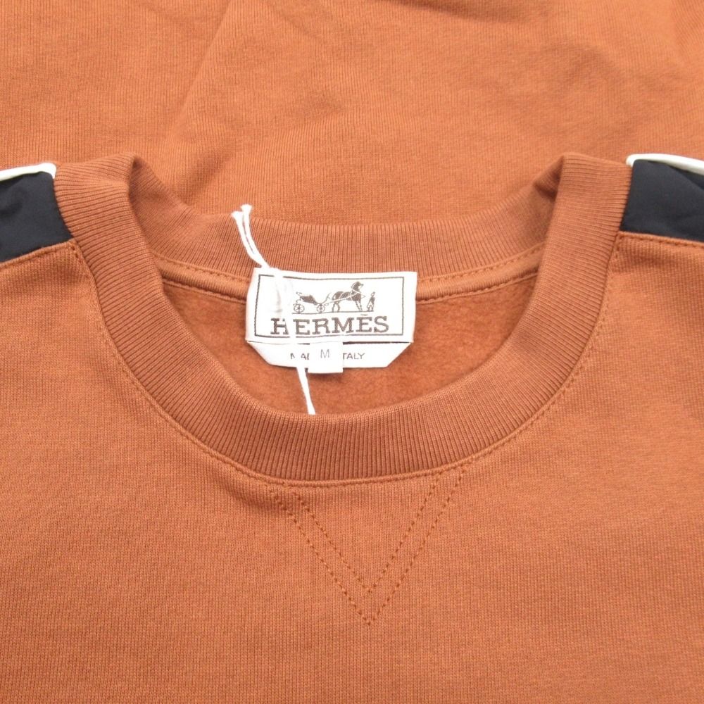 Hermes Run Hline Sweatshirt Shirt Brushed Lining Top Side Line M Brown
