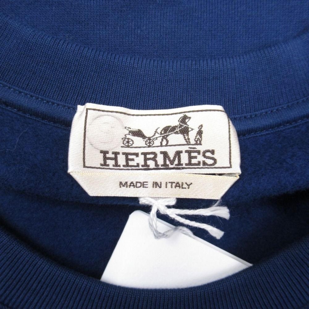 Hermes Chevaux an Symmetry Sweatshirt Shirt Brushed Lining Sheep Leather Trim M