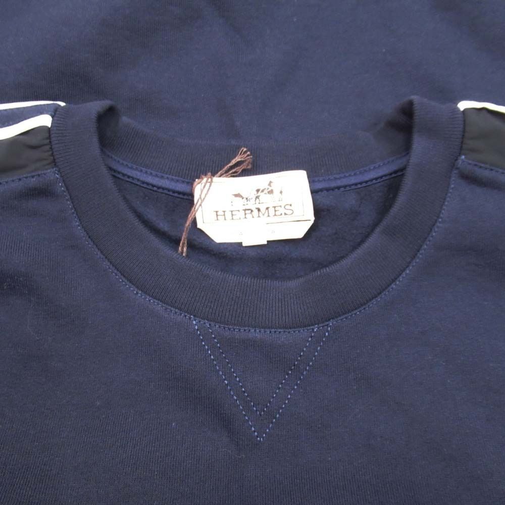 Hermes Run Hline Sweatshirt Shirt Brushed Lining Top Side Line XL Navy