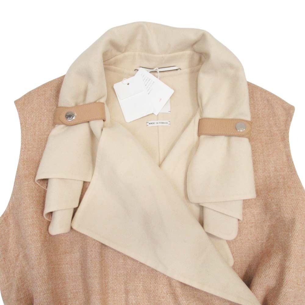 Hermes Cashmere Double Face Wrap Coat Sleeveless Long Gilet Vest 38
