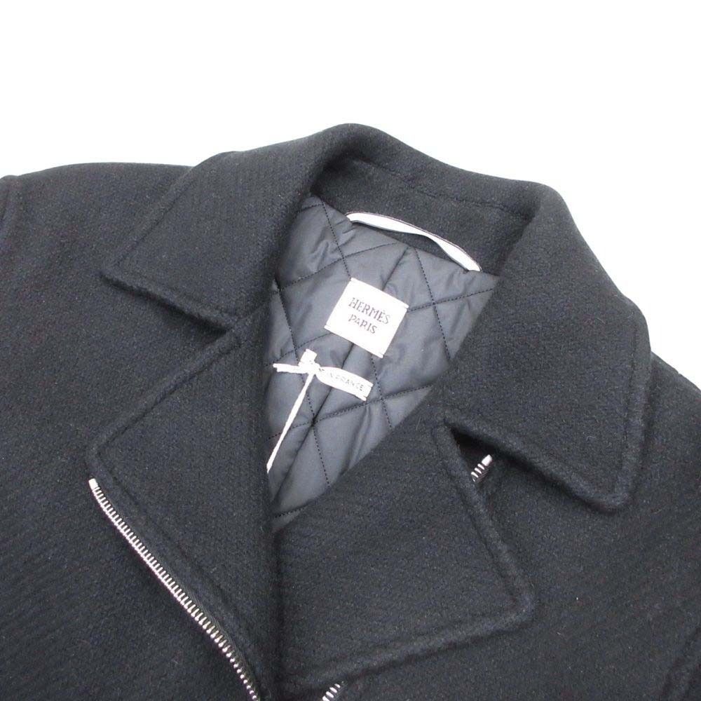 Hermes Cashmere Double Rider Jacket Coat Medall 36 Black