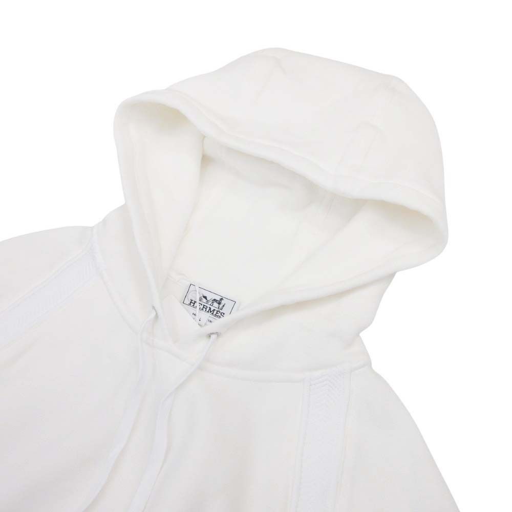 Hermes Switch Cotton Linen Hoodie Sweatshirt Pullover Brushed Lining L White Off