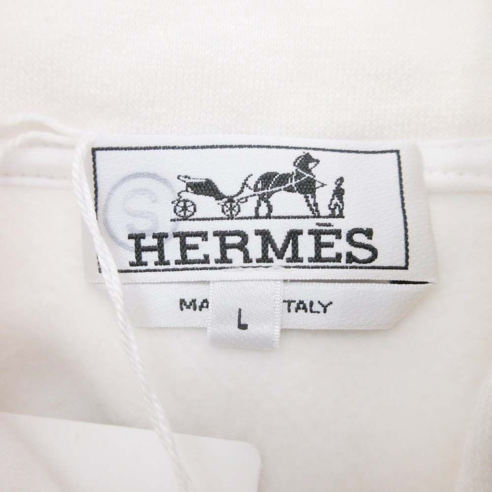 Hermes Switch Cotton Linen Hoodie Sweatshirt Pullover Brushed Lining L White Off