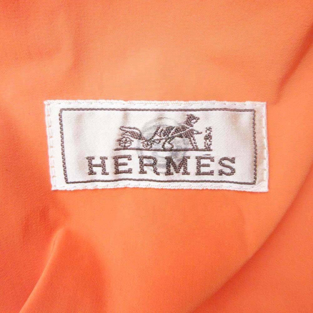 Hermes Hquilted Jacket Outer Padding V-neck Stitch 52 Gray Orange