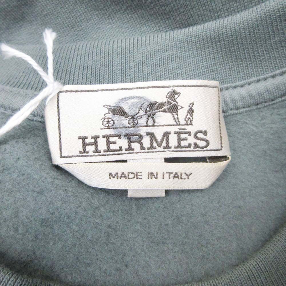 Hermes Run Side Line Sweatshirt Pullover Top Crew Neck Cotton Brushed Back XL