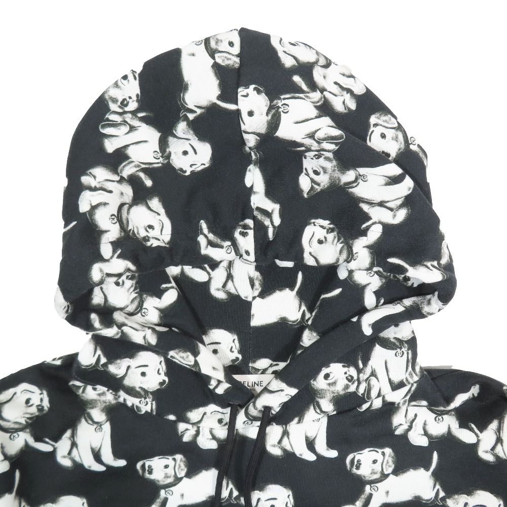 Celine Eddie Era Amy Dorian Artist Print Dog Pattern Hoodie Sweatshirt Black